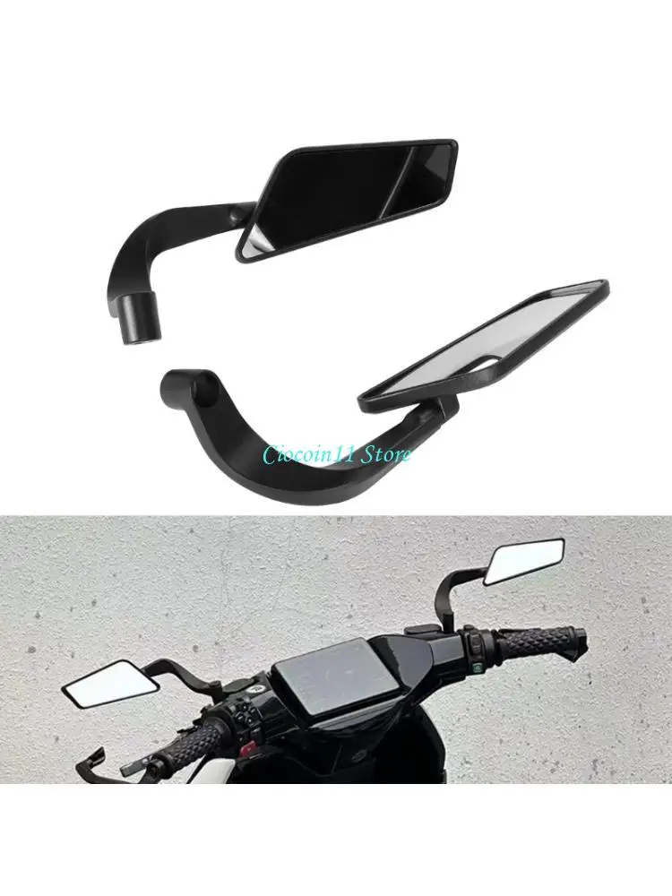 Y1UB Motorcycle Mirror Pair with Threaded Adapter Hardware, Black Blade Housing, Glass Mirror and Purchase Check for Replacement
