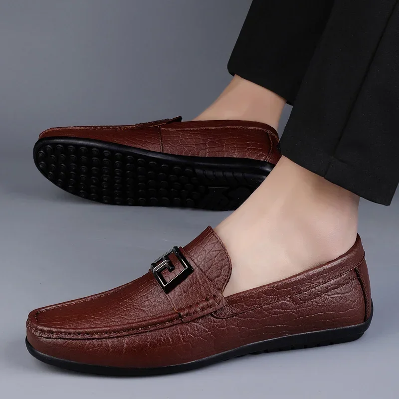 2023 Genuine Leather Mens Loafers Moccasins Shoes Designer Men Casual Handmade Formal Slip on Male Boat Shoes Zapatillas Hombre