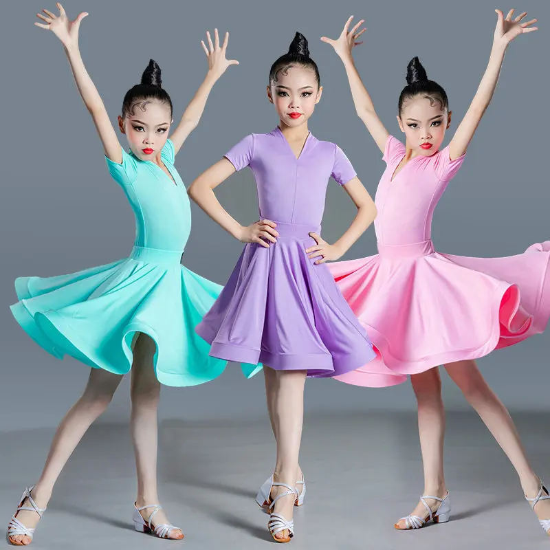 Conjuntos de Faldas de Leopardo para Baile Latino para Niñas, Conjunto de 2 Piezas de Ropa de Baile Latino, Vestido de Chacha, Disfraz para Actuación del Día del Niño