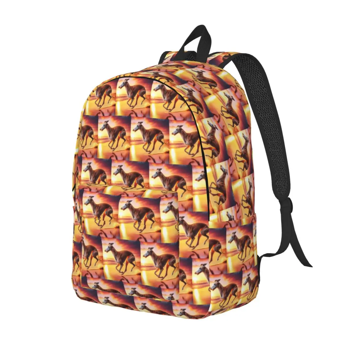 Greyhound At Sunset Student Backpack School Bag Hiking Travel Daypack for Boys Girls Fashion Bookbag Shoulder Bags