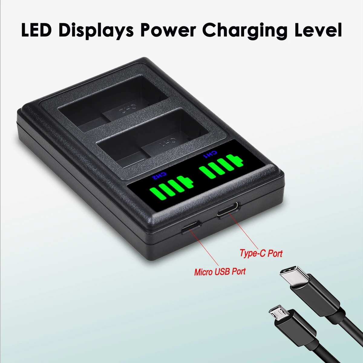 4X DMW-BLC12 BLC12 DMW-BLC12E DMW-BLC12PP Battery + LCD Dual Charger for Panasonic Lumix DMC-G85,FZ200,FZ1000,G5,G6,G7,GH2,GX8