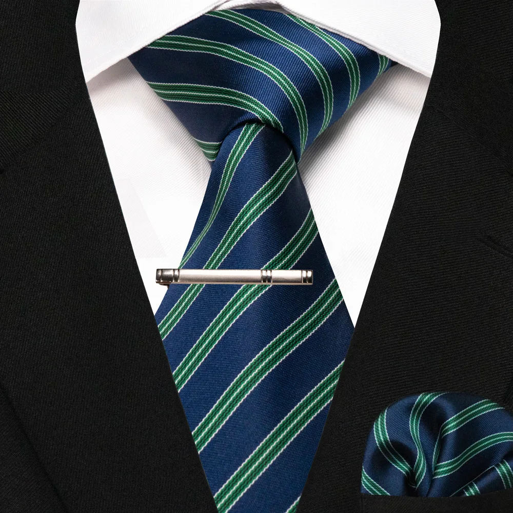 Grün Schwarz Plaid Streifen Krawatte für Männer Mode Seide Hochzeit Krawatte Einstecktuch Manschettenknopf Set Geschenk Herren Krawatte Business Party Zubehör – Detail 15