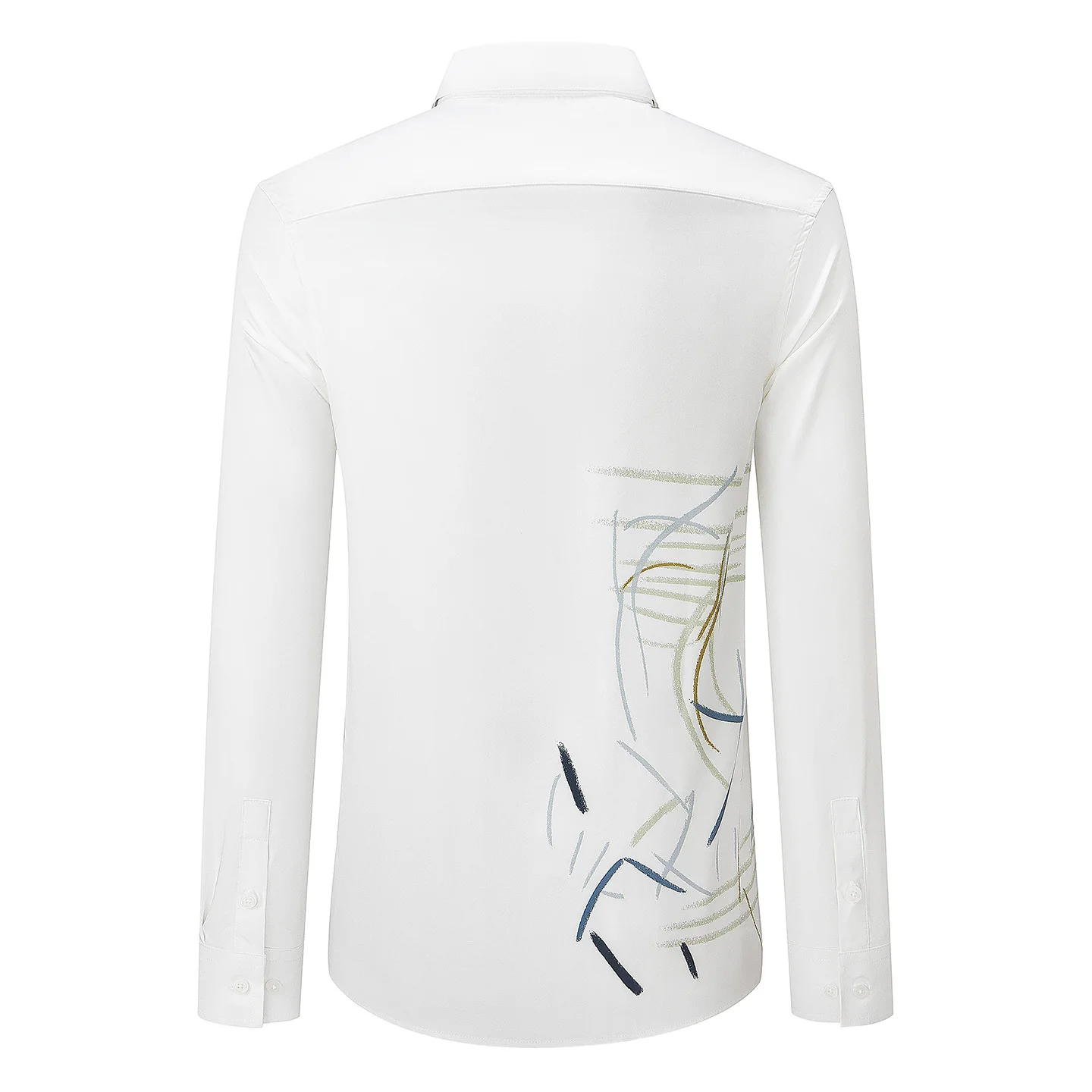Luxury Graffiti Printed Business Casual Shirt for Men Anti Wrinkle, No Iron, Slim Long Sleeve Shirt Social Office Dress Shirts