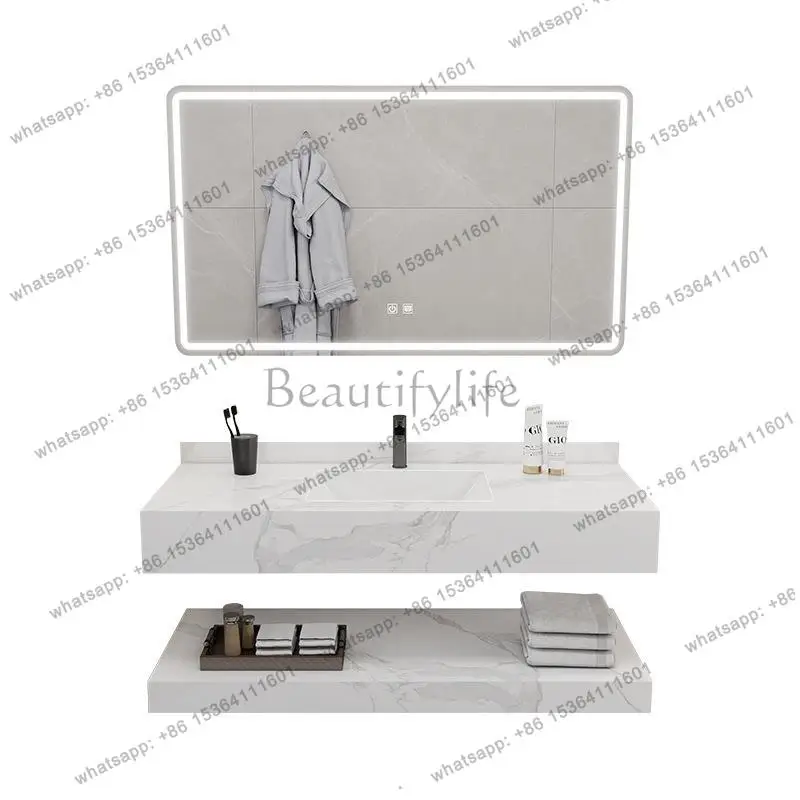 

Toilet Wash Rack Bathroom Cabinet Slate Integrated Seamless Ceramic Upper and Lower Slate Bathroom Cabinet