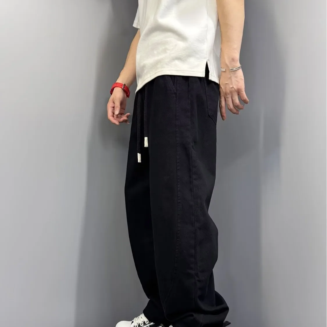 جينز تشذيب الخريف ناعم ومسامي وصديق للبشرة بأربعة جوانب ثنى مرن مقاس كبير متعدد الاستخدامات #3