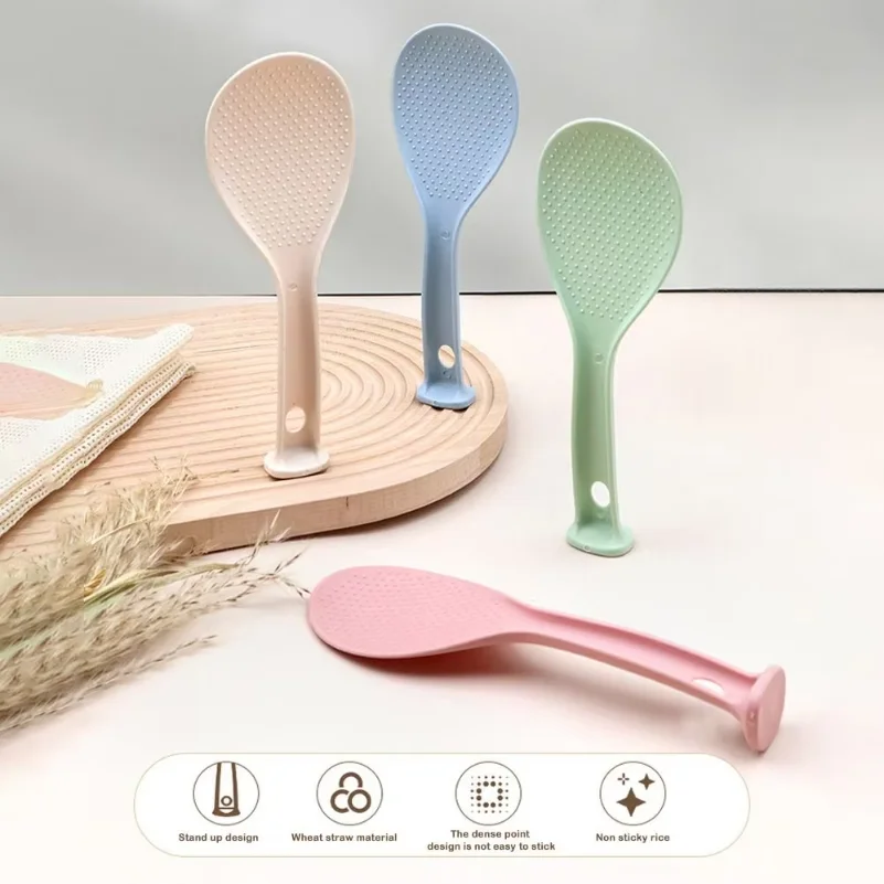 

Durable Non-stick Rice Spoons Heat-resistant Anti-slip Rice Paddle Standing Easy to Clean Rice Spatula Household