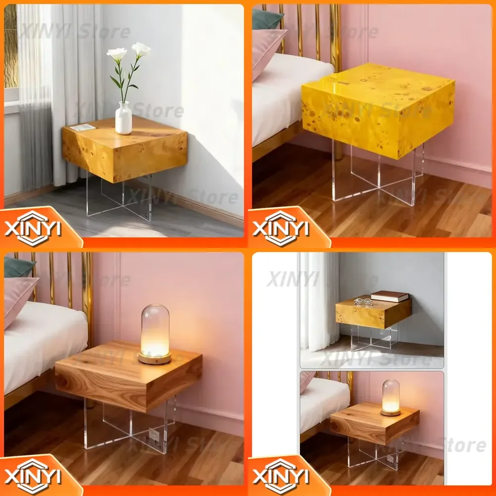 Acrylic Tree Tumor Veneer Coffee Table for Bedroom Bedside Dining Room Living Room Side Table European Style Furniture Modern