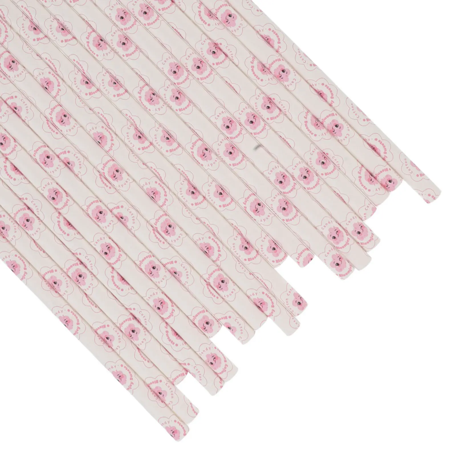 50Pcs Cotton Candy Paper Sticks 30Cm Thick Striped Dessert Treat Wands Disposable Holder for Party Carnival Fair Festival