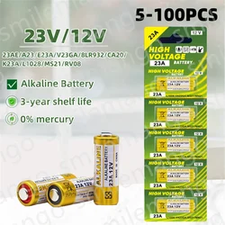 5-100PCS A23 23A 12V Alkaline Battery 23GA A23S E23A EL12 MN21 V23GA GP23A MS21 LRV08 For Doorbell Remote Control Electric Toy