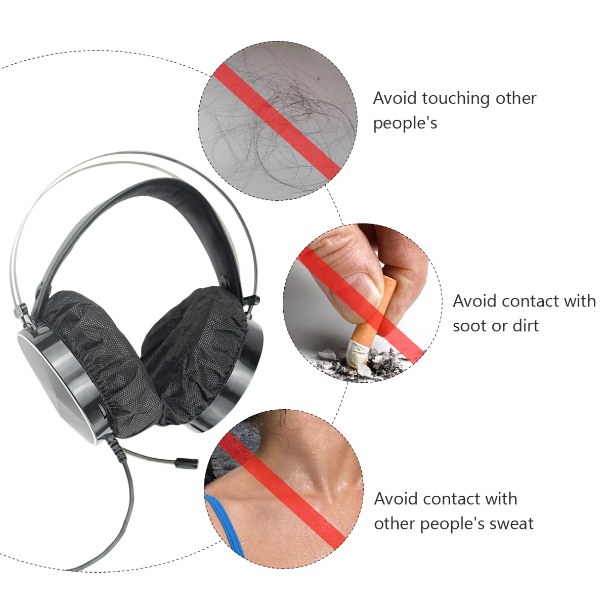 

100Pcs Headset Sleeve Comfortable Stretchable Design Keeps Headphones Headphone Protector Daily Use