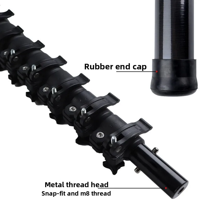 Ring Pattern Carbon Fiber Telescopic Cleaning & Fishing Rod Adjustable Length Up To 27m Ultra-Long Carbon Rod