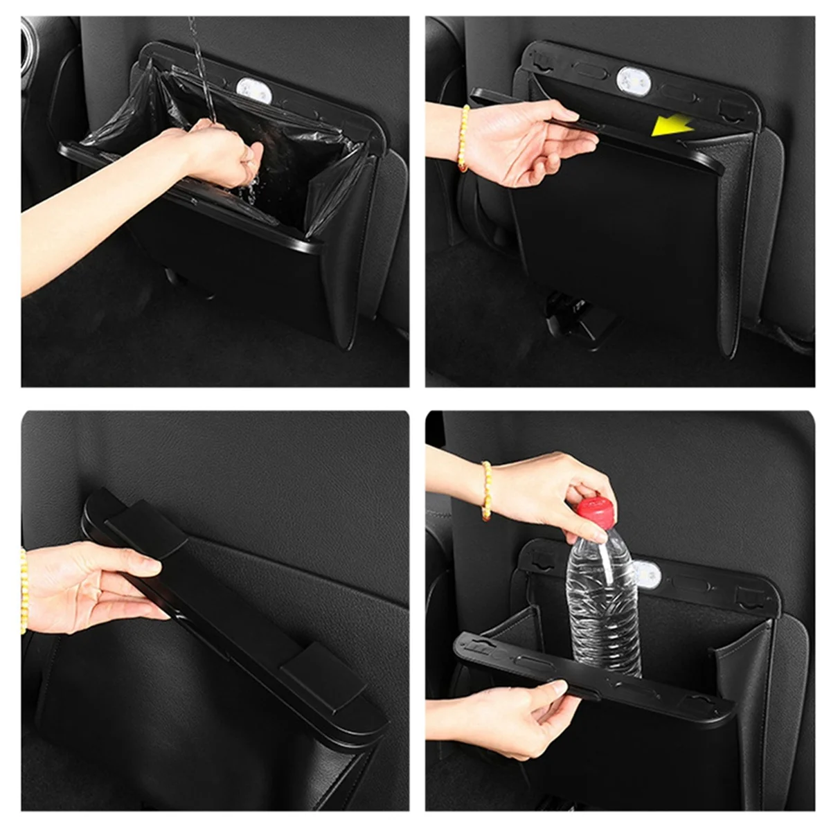LEDライト付き磁気ゴミ箱 Tesla Model 3/Y 2024用、後部座席吊り下げゴミ箱-T45C