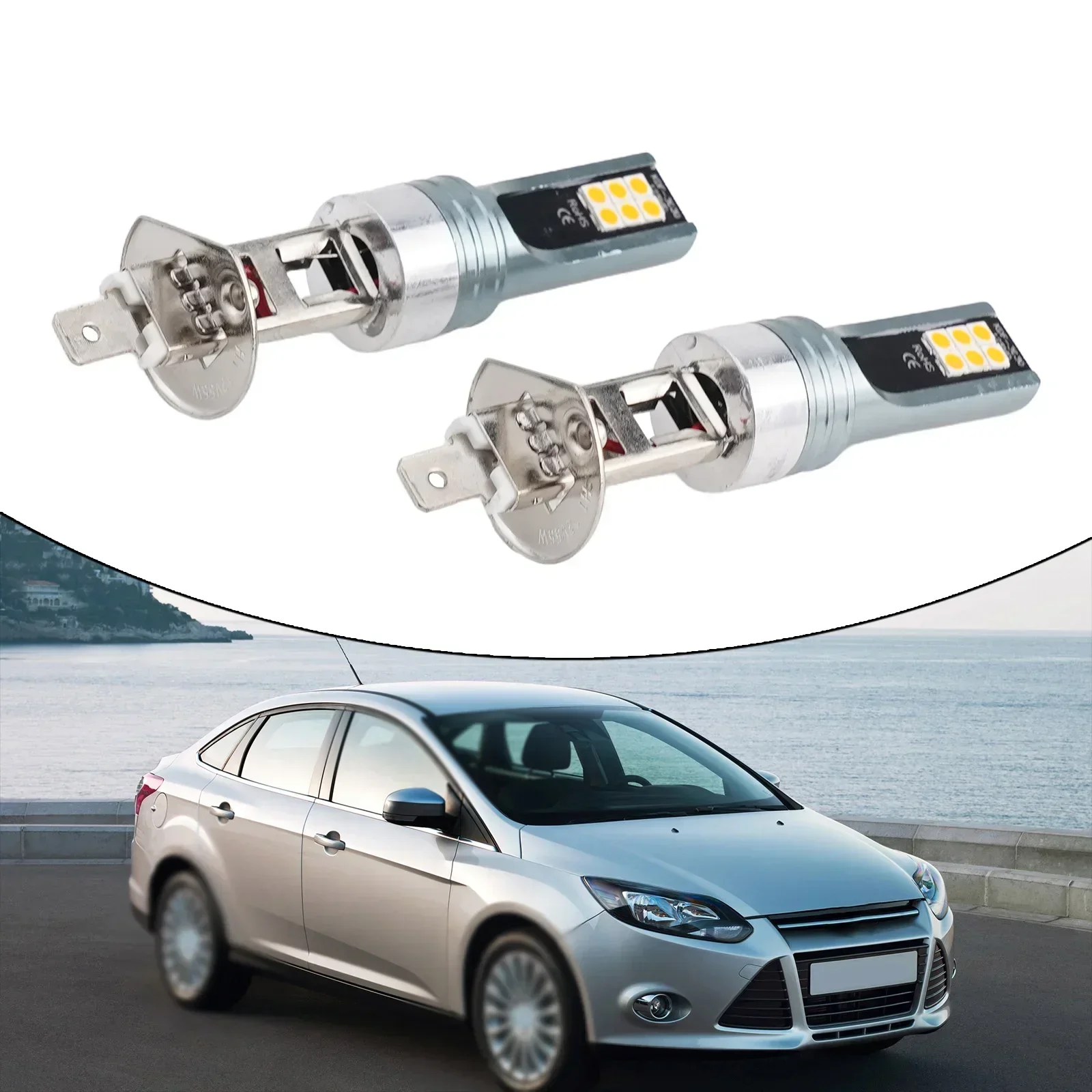 

2pcs H1 LED Headlight Kit 200W 12000LM Fog Light Bulbs 3000K Driving DRL Yellow Automobiles Light Accessories