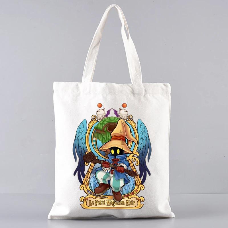 FINAL FANTASY XIVT Bolsas de compras para mulheres sacola resuável Harajuku bolsa de compras de grande capacidade com impressão de anime