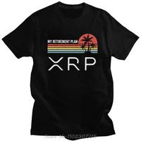 Novelty Ripple XRP Retirement Plan T Shirt Men Short Sleeve 100% Cotton T-shirt Graphic Bitcoin Crypto Tee Top Streetwear Tshirt