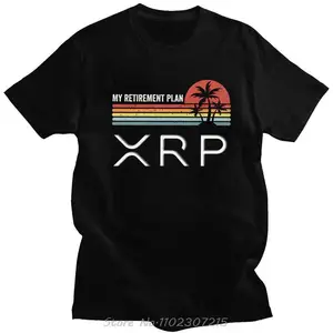 ノベルティリップルXRPリタイアメントプランTシャツメン半袖100%コットンTシャツグラフィックビットコインCrypto Tee Top Streetwear Tシャツ 6ベストセールスXRPリップル-1
