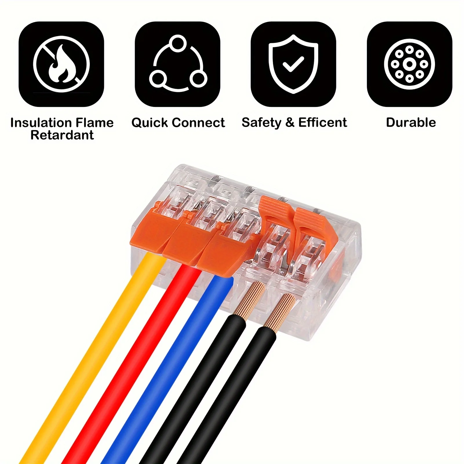 Universelle orange Schnellsteckklemmen mit 2/3/4/5 Ports, Steckverbinder für elektrische Geräte, Kabelverbinder-Klemmen 250V/32A Schnellsteckverbinder Industrielle Elektro-Zubehör Werkzeuglose Klemmen Elektrische Verbi – Detail 3