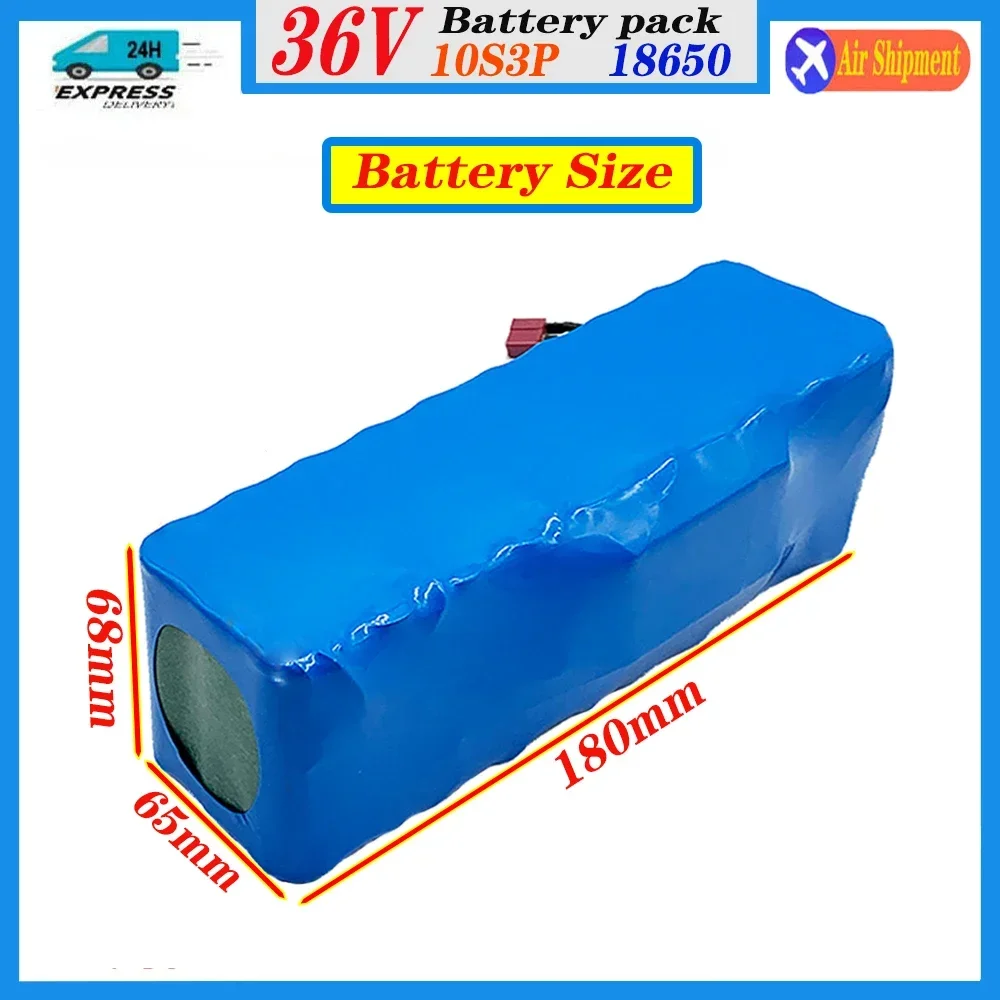 36V 30Ah 10S3P Lithium Battery Ebike Battery 18650 Li-ion Batteries Pack with Charger + BMS for Below 500W High power