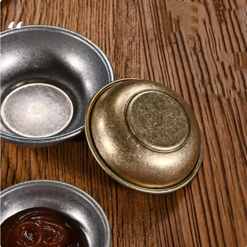 Retro Stainless Steel Golden Sauce Dishes Appetizer Seasoning Serving Dishes Sets Tray Spice Plates Kitchen Tableware