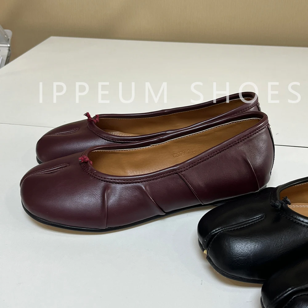 IPPEUM Tabis Shoes Black Split Toe Women Mary Janes Plus Size 44  Ballerina Zapato MujerBallet Flats Tabi Footwear image 3