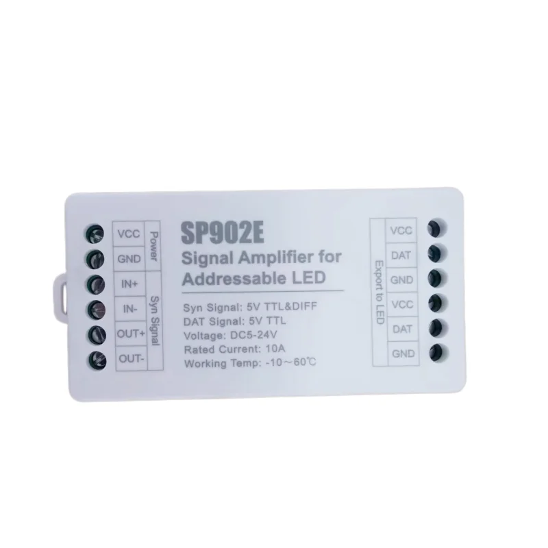 SP902E SPI Signal Amplifier Repeater For WS2812 WS2811 WS2813 RGB Addressable IC LED Pixel Strip Programmable Matrix Panel Light