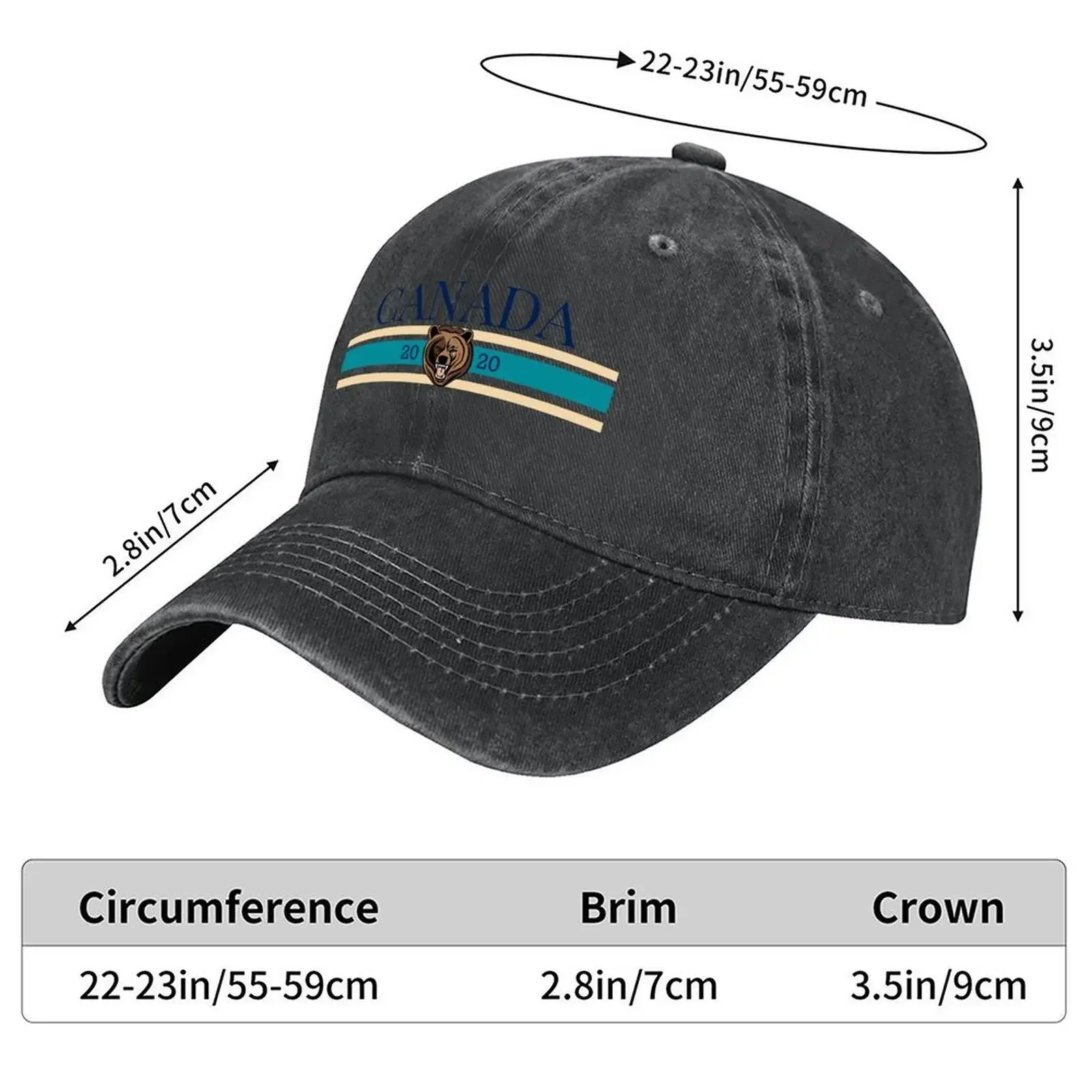 New Blue And White - Canada- Grizzly Bear 2020 Baseball Cap Thermal Visor Black Luxury Hat Trucker Cap Woman Hats Men's