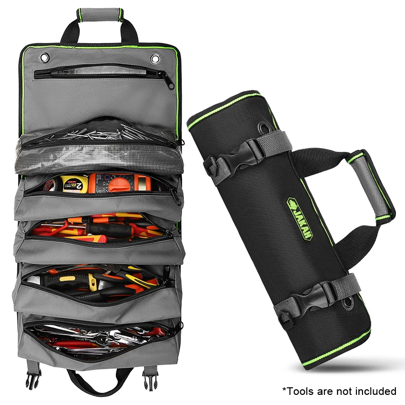 Roll Up Tool Bag, Ultimate-Purpose Tool Pouch with Zipped Compartments Heavy Duty Hanging Tool Organizer for Wrench Screwdriver