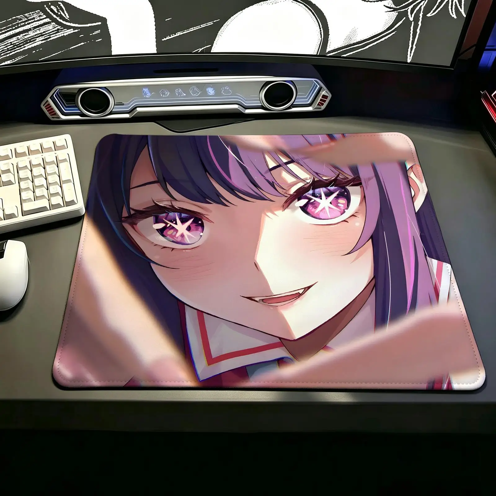 Compact S/M/L Gaming Mat,Reinforced Stitched Edge,anime Oshi no Ko Portable Non‑Slip Pad for Laptop Office & E‑Sports Game Play