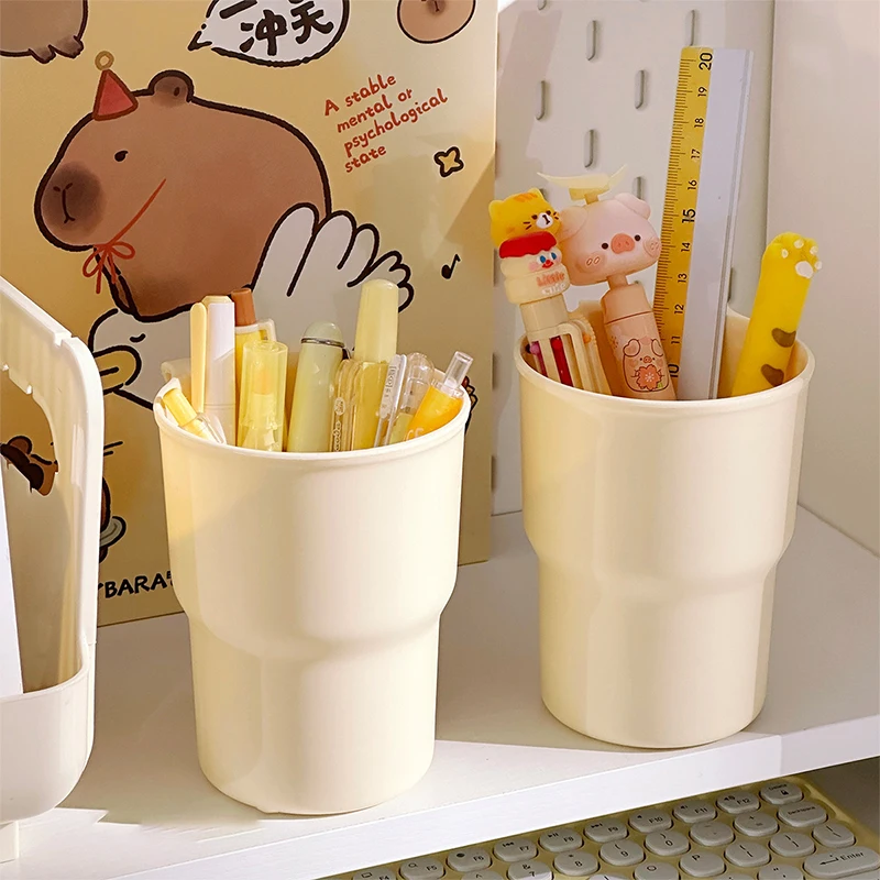 Organizador de armazenamento de suporte de copo de suspensão de plástico, suporte de caneta de lápis multifuncional portátil de grande capacidade