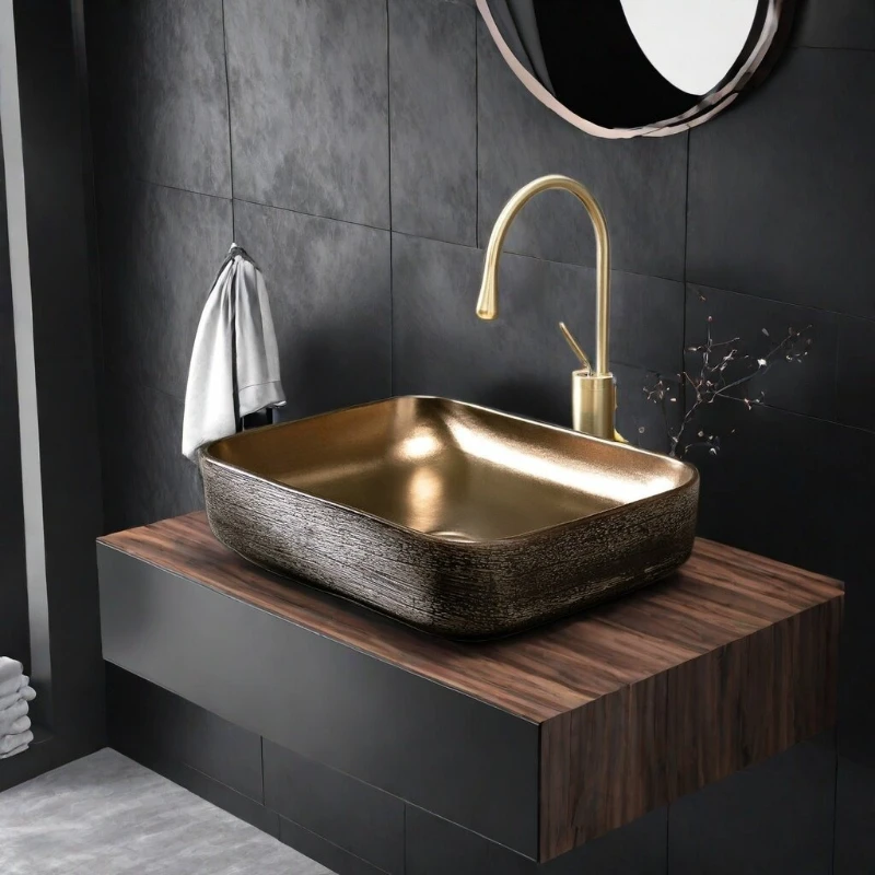 Retro Wash Basin Ceramic Washhand Stand Wear Resistant Bathroom Sink Durable Faucets and Sinks Bathroom Fixture Household Using