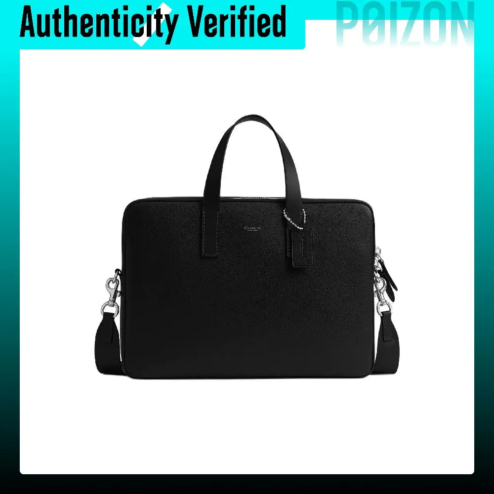 COACH Pebbled Leather Briefcase Large Men's Black CCB52-BLK