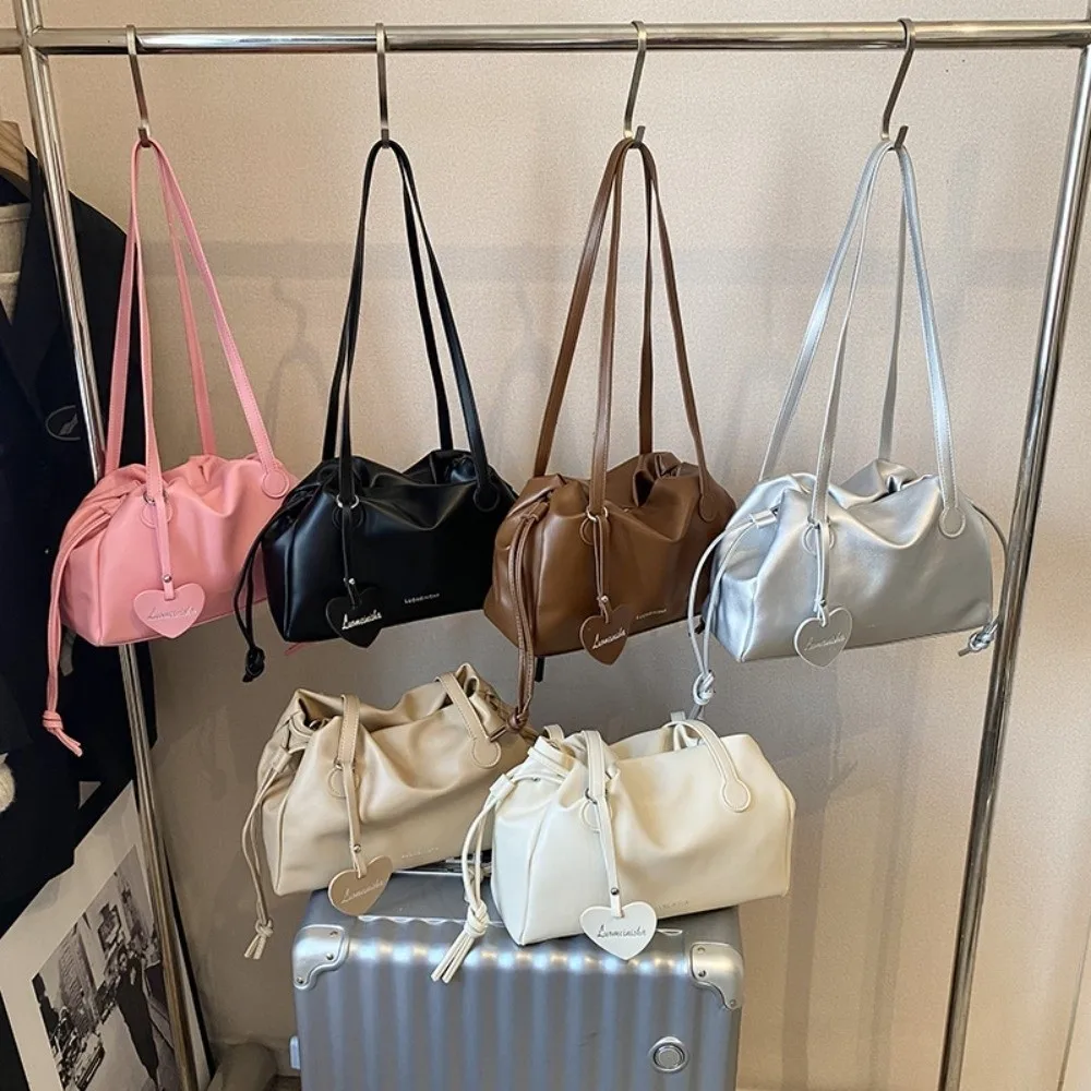 

Love Pendant Large PU Handbag Shoulder Pouch Tote Storage PU Underarm Bag Korean Style Large Capacity PU Leather Shoulder Bag