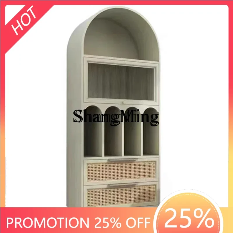 

Изысканный книжный шкаф ZYY в пасторальном стиле из массива дерева, напольный, винтажный, арочный, декоративный, для хранения и винного шкафа.