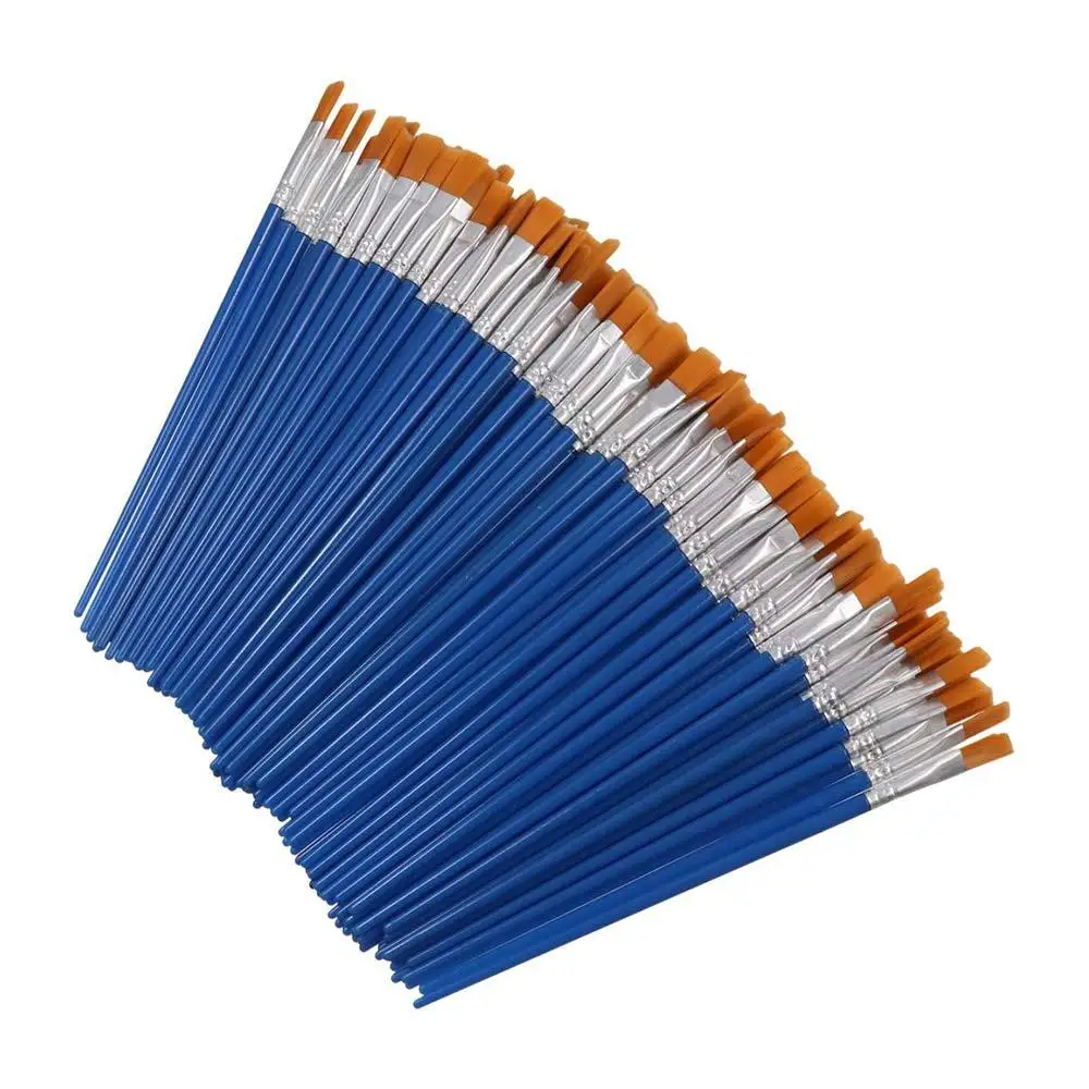 

100 Pcs Tool Nylon Hair Paint Brushes Set Pointed Art Oil Painting Brushes Ceramic Flat Painting Supplies Craft