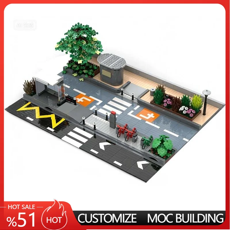 

1491 деталь: Городская улица: Экологичная мобильность (Mobilité Douce à MOC) — Модульный конструктор DIY для мальчиков, подарок на день рождения