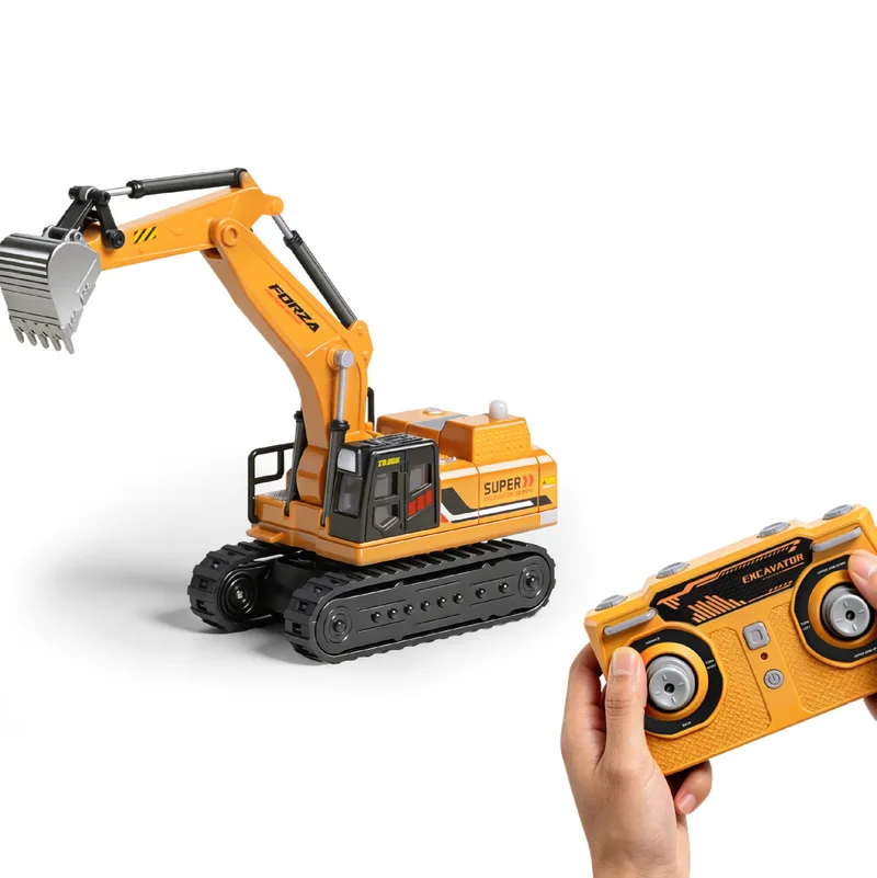WLtoys 6402 1/64 Tabletop Alloy RC Excavator, 340° Rotatable Turntable, Simulation Sound & Light, Mini Construction Vehicle Rem