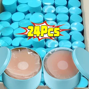 2-24PCS目に見えないセルフ接着剤胸ペースト再利用可能なステッカー胸部ペタルストラップレスリフトブラジャーパッドシリコンペタルニップルカバー 10ベストセールスビルトン-6