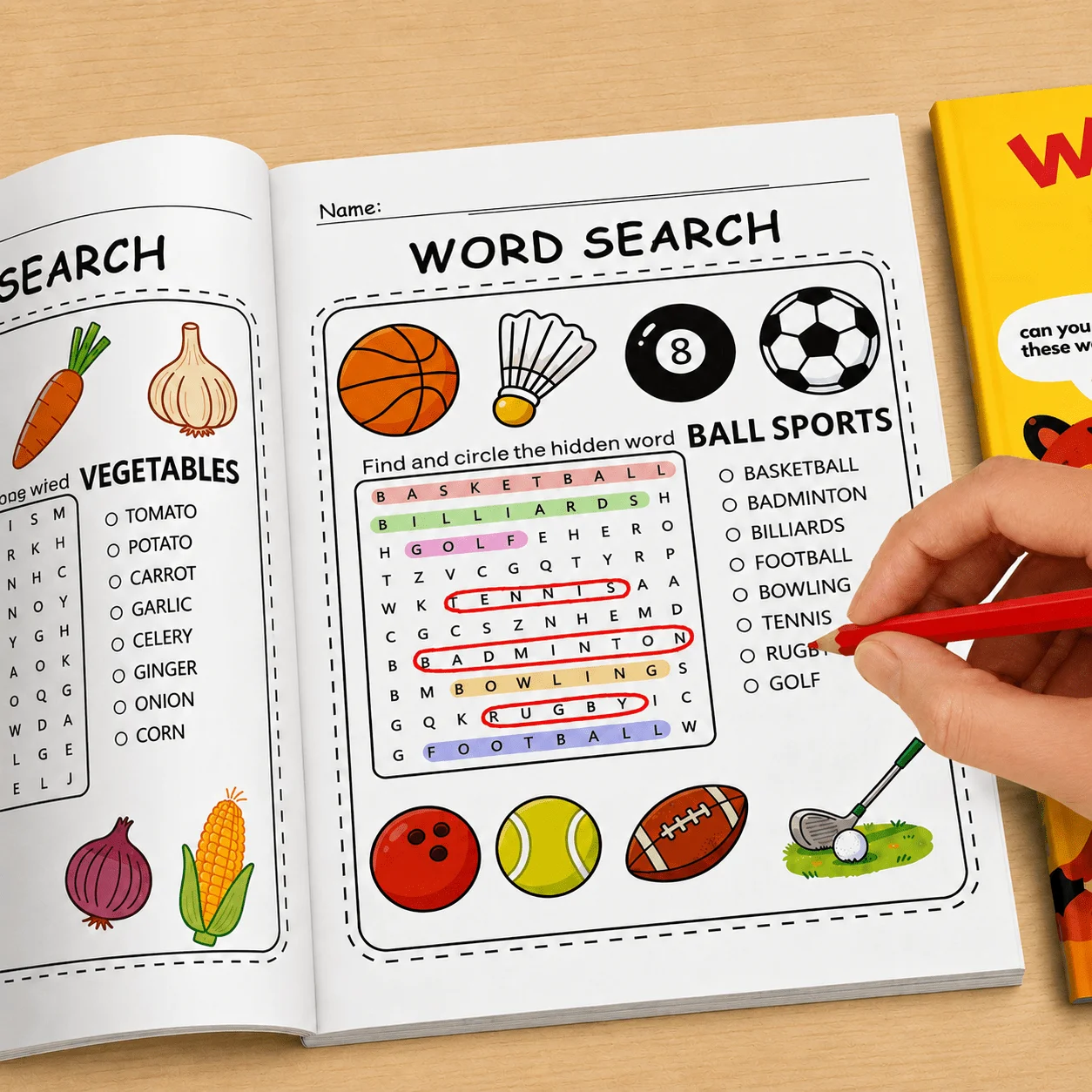 32-Page Word Search Puzzle Book for Kids Hidden Word Games Early English Spelling & Vocabulary Activity Book