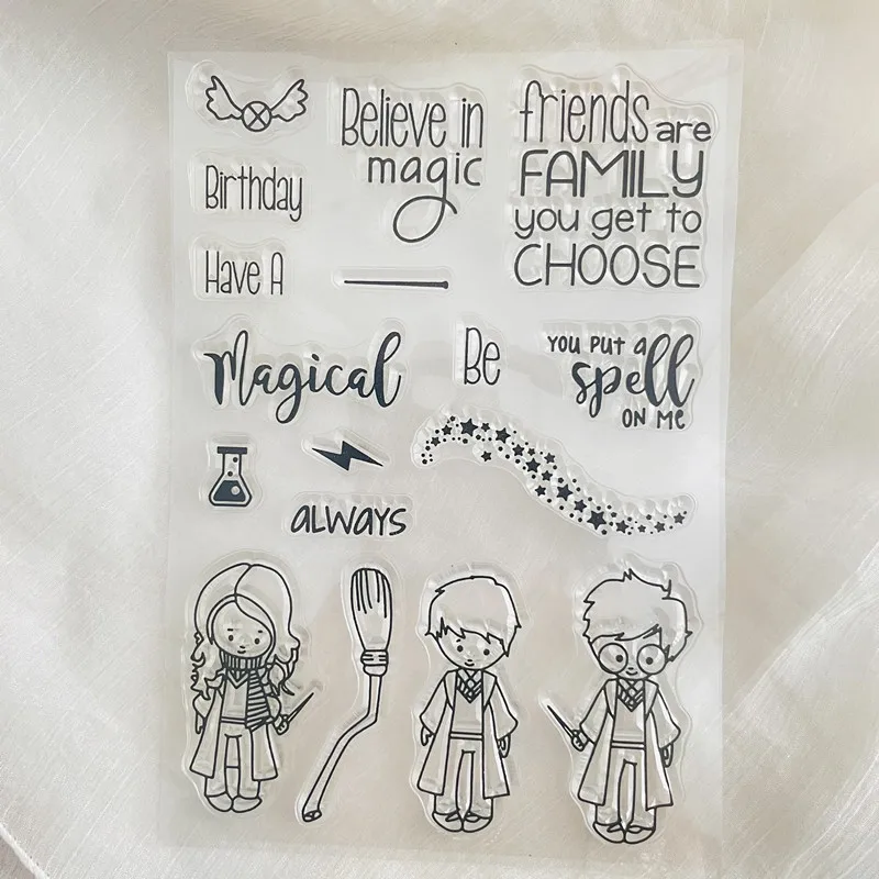 magic broom boy Clear Stamp Transparent Silicone Stamp Seal embossing Sheet For Scrapbooking Photo Album Decoration