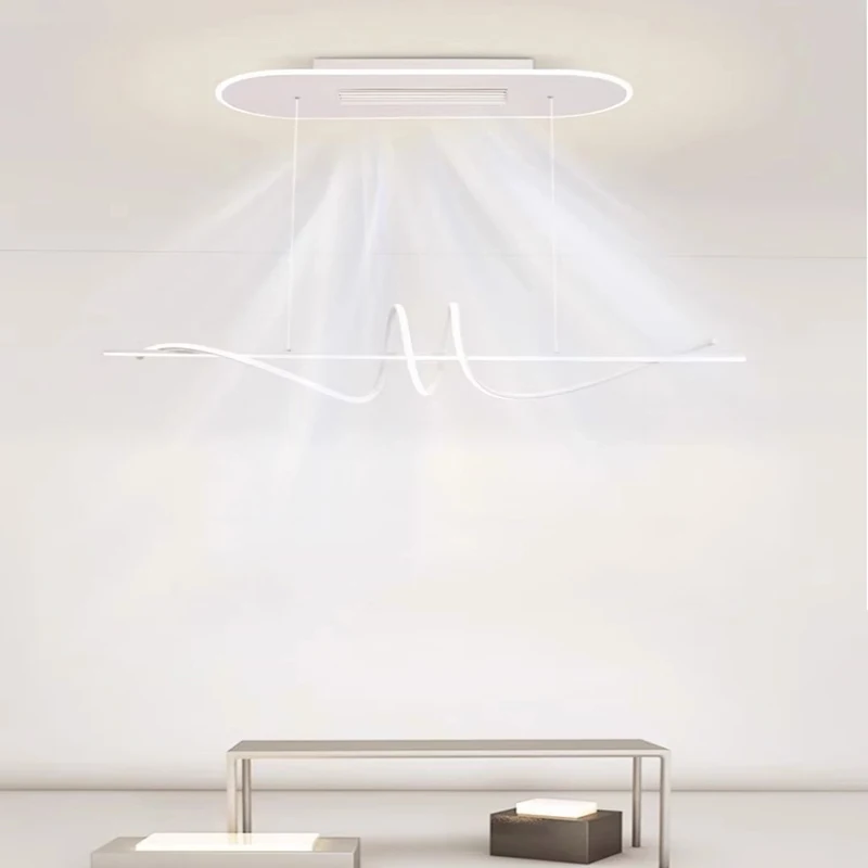 Luces de ventilador de techo blancas modernas para sala de estar, candelabros para comedor, lámpara colgante, luces de techo colgantes con luces led