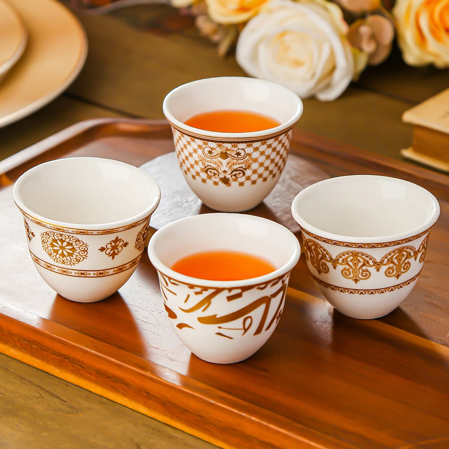 Light luxury Middle East Turkish wind red teacup ceramic moonlight cup set wine glass Phnom Penh hotel gift set