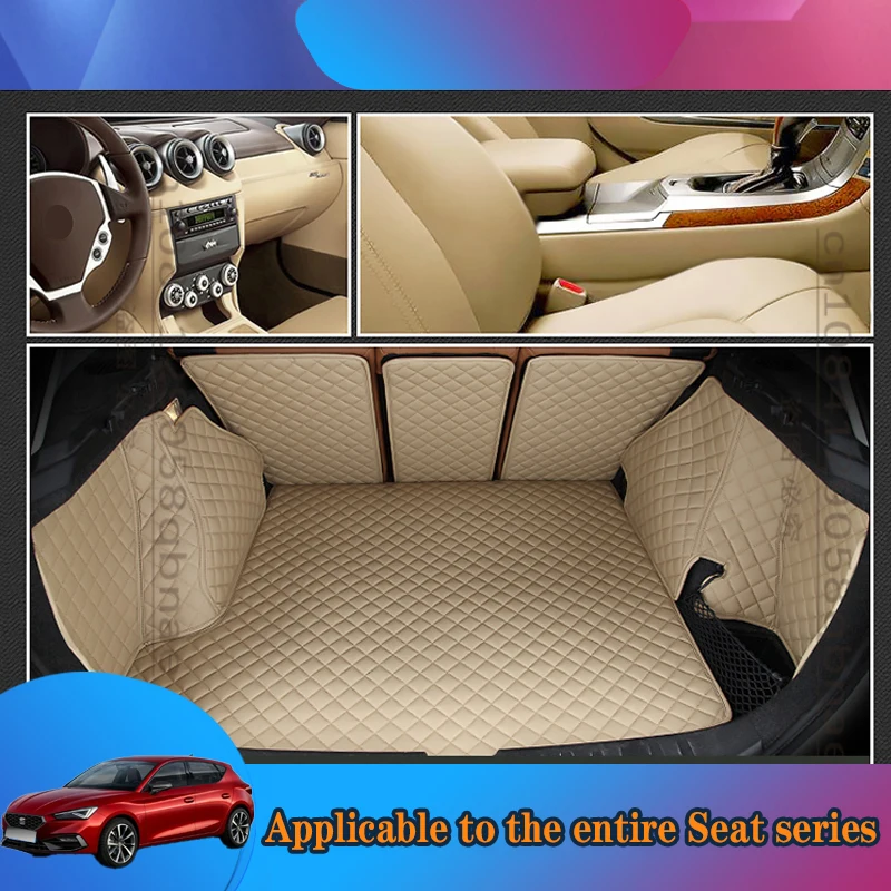 WZBWZX Luxury Custom Diamond Leather Car Trunk Mat For Seat Arona Leon Ateca Tarraco Ibiza Alhambra Toledo Arona Car Accessories