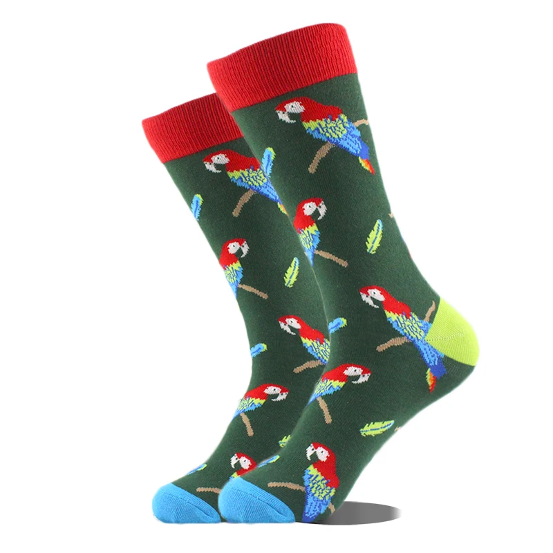 Happy Design Ctue Funny Socks Men Animals Food Pattern Sokken Divertidos Jacquard Calcetines Unisex Hip Hop Skateboard Sox