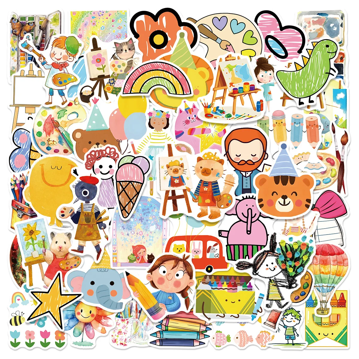 50PCS Cartoon Cute Drawing Graffiti Stickers Water Cup Desk Decoration Notebook Waterproof Stickers