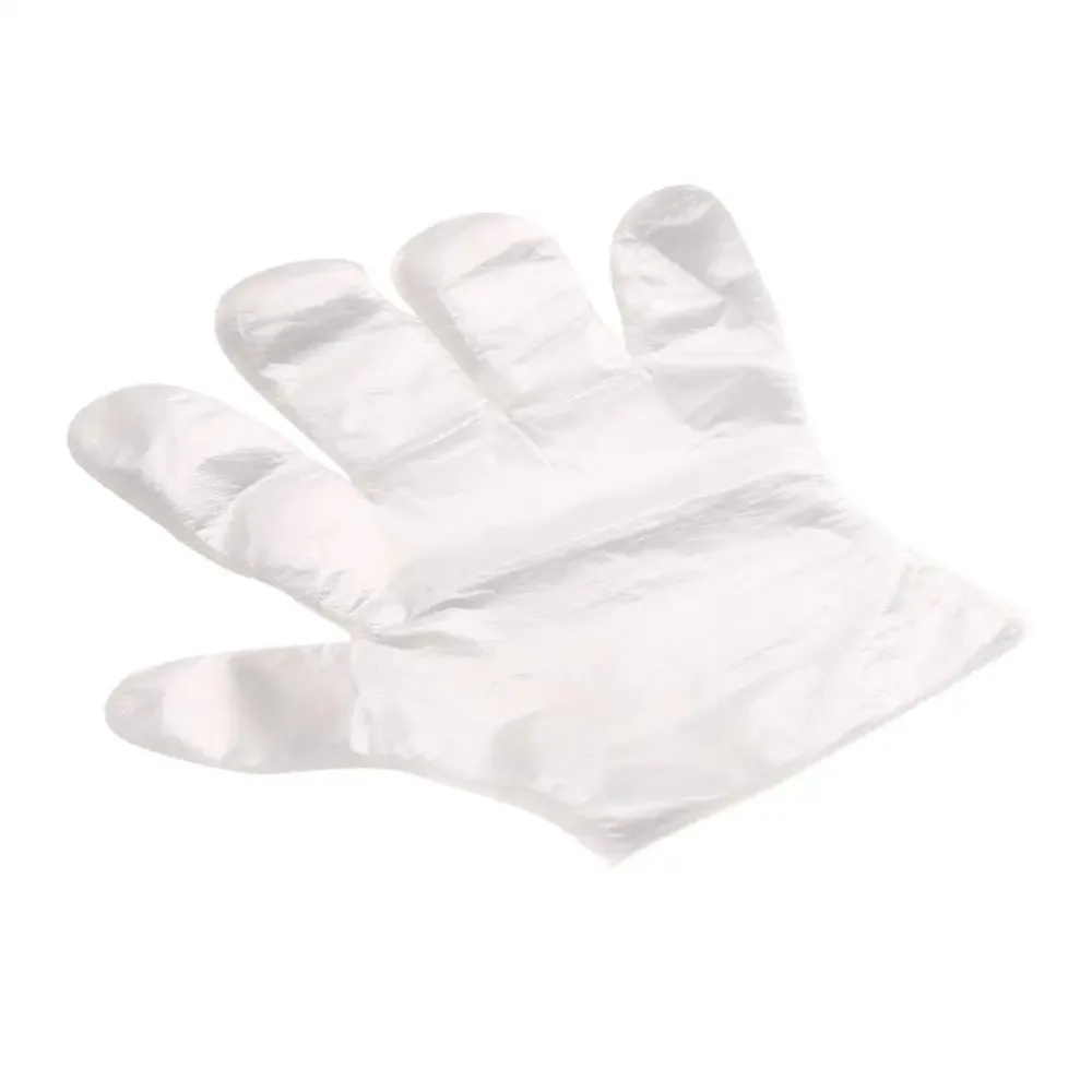 50Pcs Disposable Transparent Gloves Thickened Waterproof Food Grade Plastic Gloves Hygienic Kitchen Fruit Cleaning Gloves