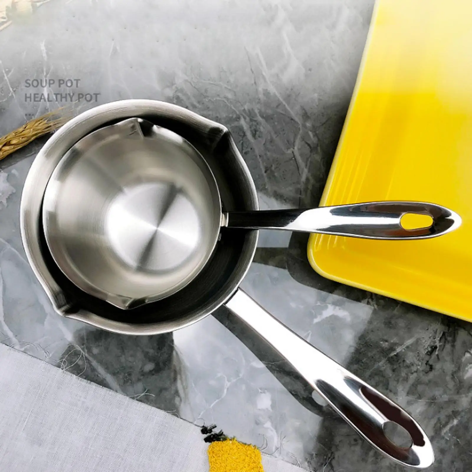 Induction Ready Stainless Steel Saucepan with Graduated Marks Dual Pour Spout for Melting Butter Heating Milk Sauce