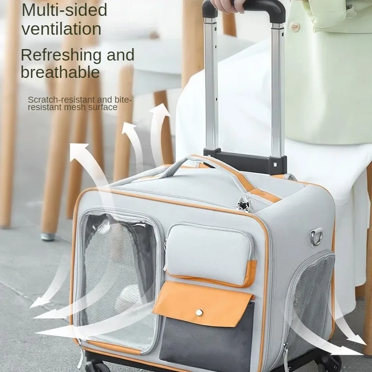 Pets Go Out with Portable Trolley Cases Pet Carrier with Wheels Suitcases Small Dogs Cats Pet Cat Travel Carrier for Out Going