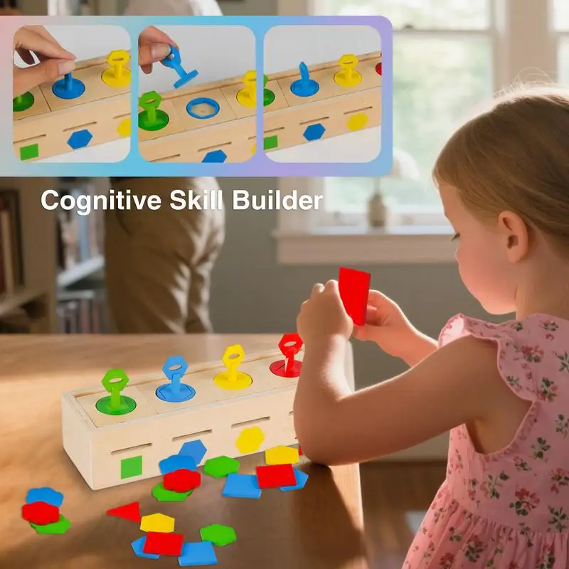 

Toddler Sorting Toys Wooden Toddler Educational Toy Educational Color & Shape Sorting Lock Box For Early Childhood Education