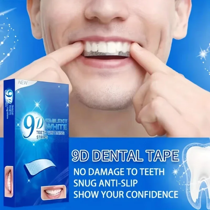 

9D Teeth Whitening Strips Toothpaste Gel Oral Hygiene Care Double Elastic Teeth Bleaching Strips False Teeth Veneers