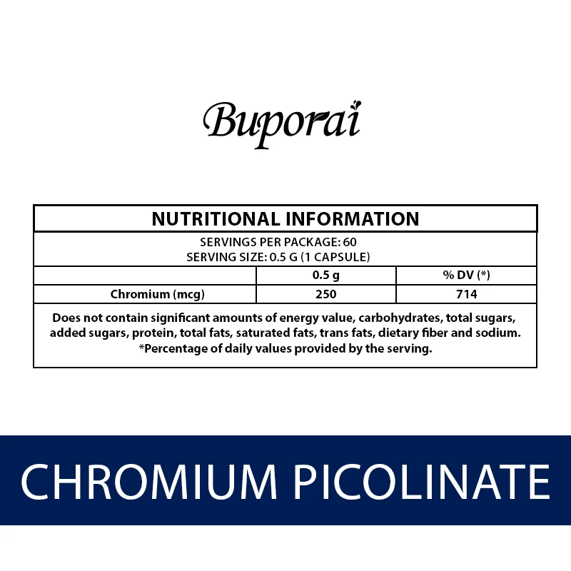 Chromium Picolinate - High Absorption, Non-GMO, Blood Sugar & Metabolism Support, Weight and Food Craving Management